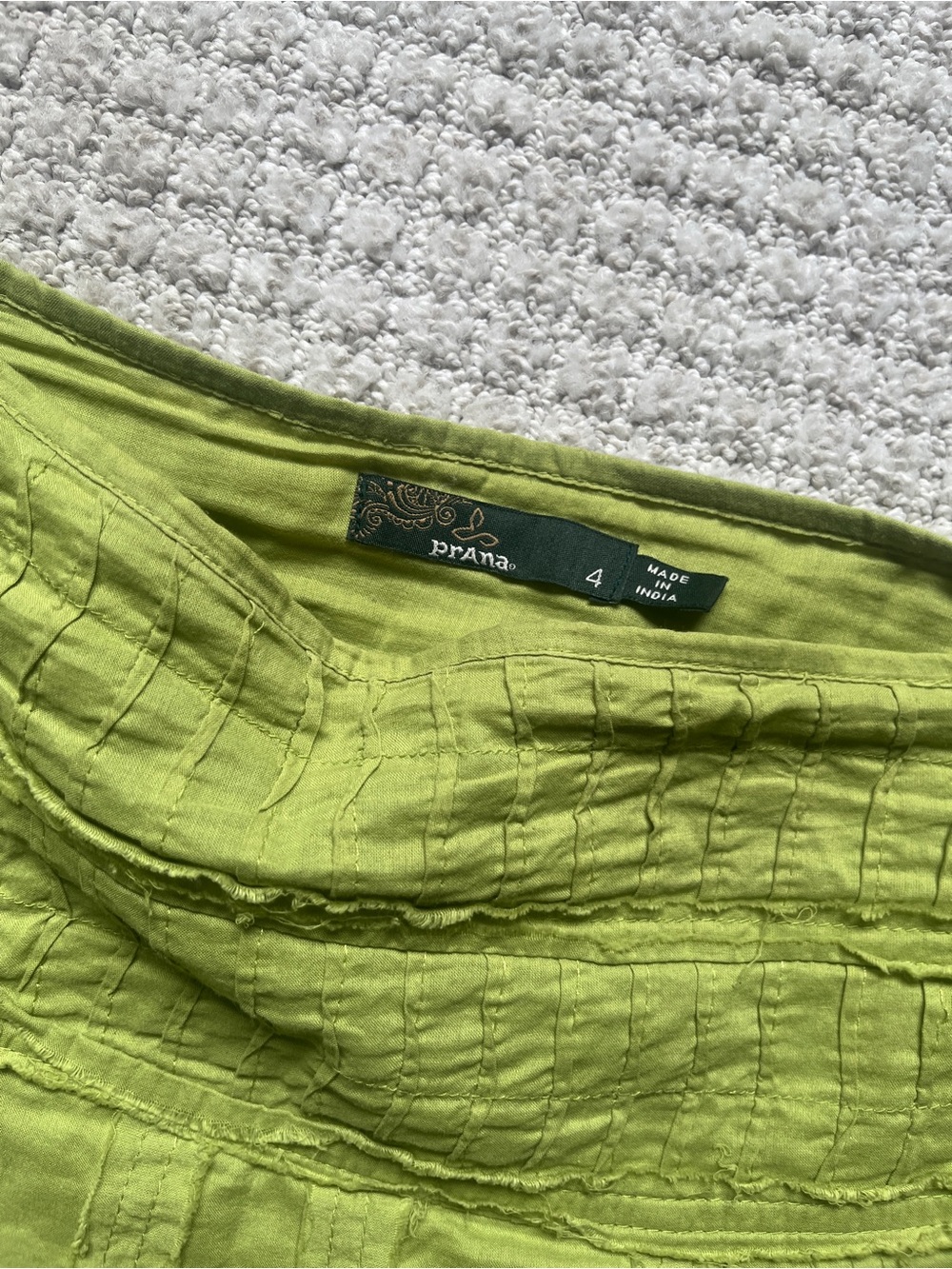 Prana Bright Olive Green Textured Skirt